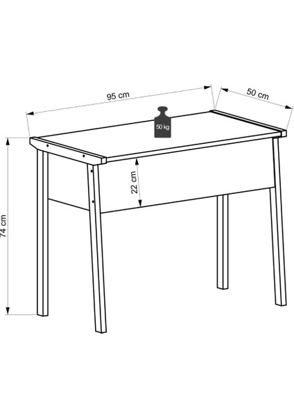Zenith Çalışma Masası 90CM Beyaz Meşe