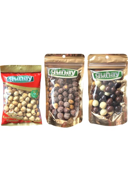 Çifte Kavrulmuş Fındık ve Draje 3 Lü Karma Paket
