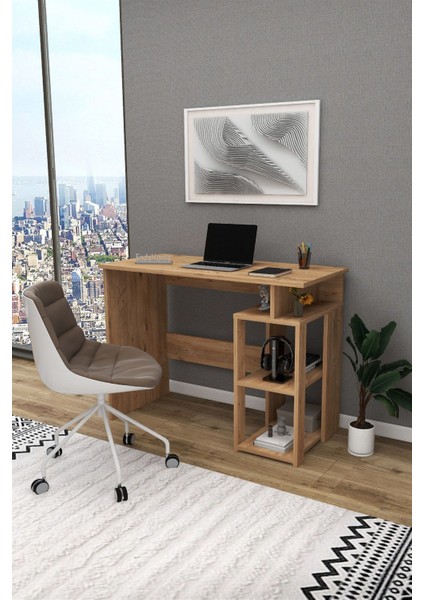 Star-E 2 Raflı Kütüphaneli Çalışma Masası 100X56 cm Çam