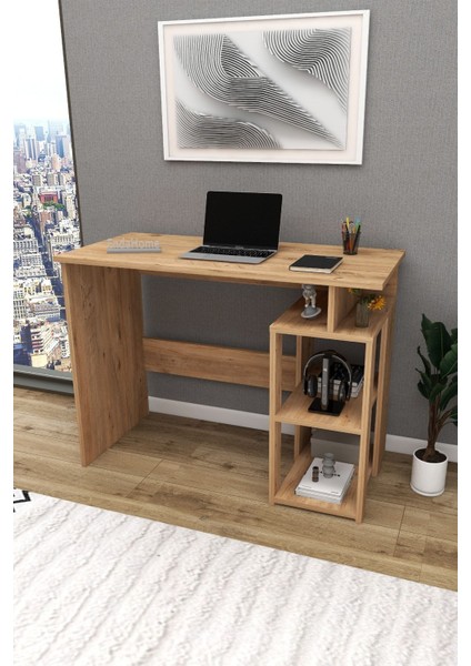 Star-E 2 Raflı Kütüphaneli Çalışma Masası 100X56 cm Çam