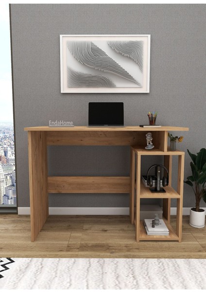 Star-E 2 Raflı Kütüphaneli Çalışma Masası 100X56 cm Çam