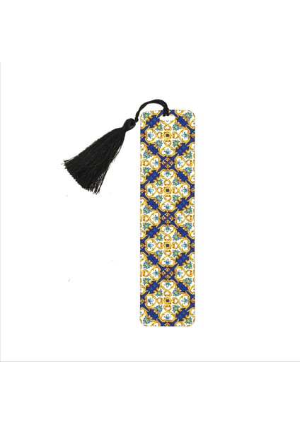 Italyan Desen Baskılı, Püsküllü Kitap Ayracı (Hediyelik BOOKMARK,AYRAÇ-135)