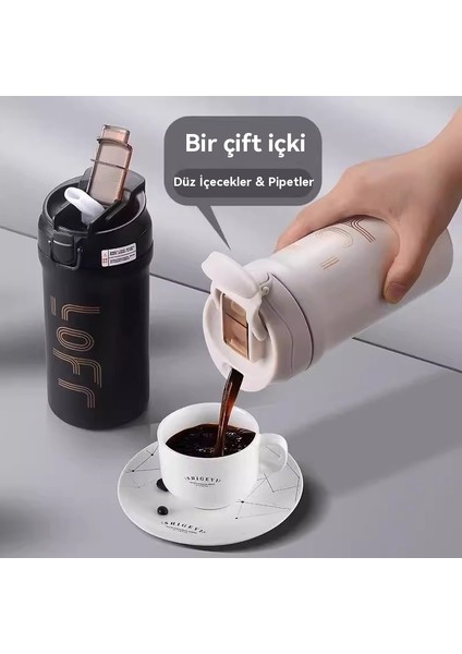 Basit 316 Paslanmaz Çelik Kahve Fincanı Çift Içki Termos Bardak Taşınabilir Su Bardak (Yurt Dışından)