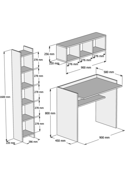 U1030 Nurbanu Kitaplık ve Raflı Çalışma Ma modelleri