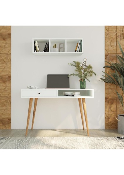 V5110 Janus Raflı Çalışma Masası Çekmeceli Beyaz fiyatları