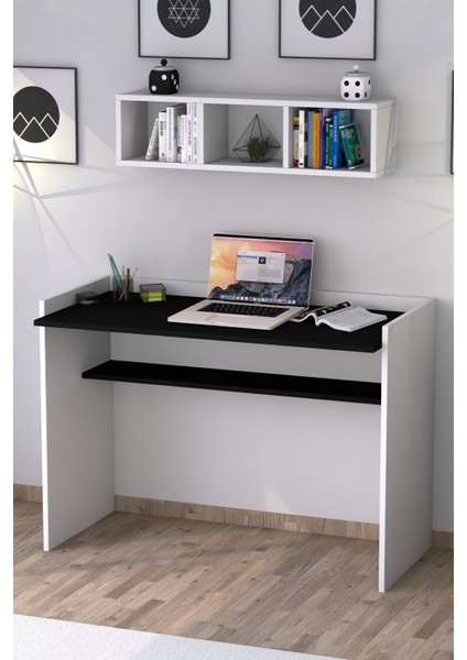 Sera Çalışma Masası Duvar Raflı Beyaz Siyah modelleri