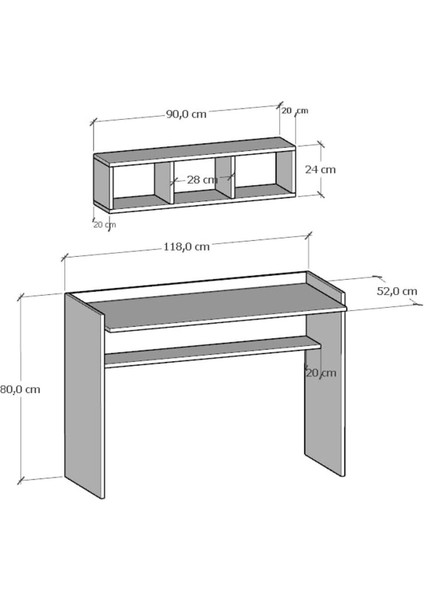 Sera Çalışma Masası Duvar Raflı Beyaz Siyah fırsatları