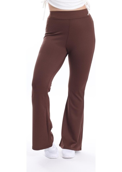 Koyu Kahverengi Fitilli Ispanyol Paça Tayt modelleri