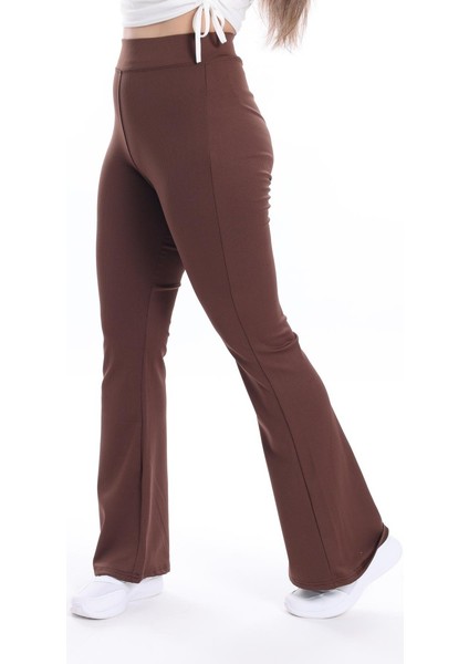 Koyu Kahverengi Fitilli Ispanyol Paça Tayt indirimleri