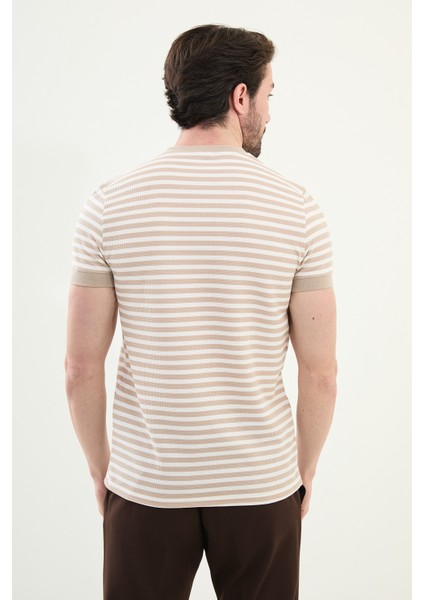 Penye Çizgili Bisiklet Yaka modelleri