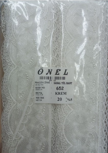 Dantel Polyester Sanal Tül Bant Krem 20 Metre En 6 cm ON-652-KR fiyatları