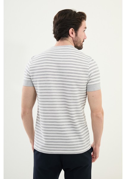 Penye Çizgili Bisiklet Yaka modelleri