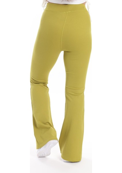 Fıstık Yeşili Fitilli Ispanyol Paça Tayt fırsatları