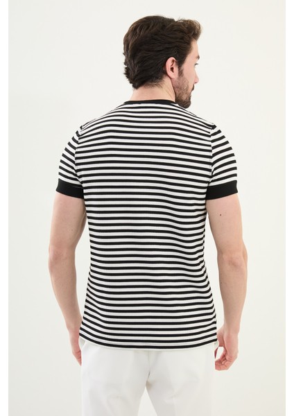 Penye Çizgili Bisiklet Yaka modelleri