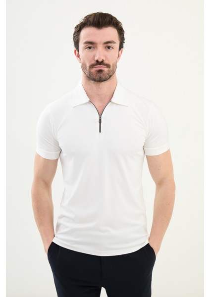 Penye Polo Fermuarlı Yaka