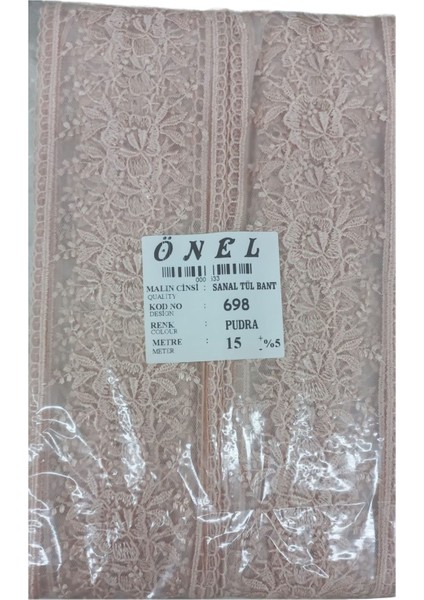Dantel Polyester Sanal Tül Bant Pudra 15 Metre En 6 cm ON-698-PU fiyatları
