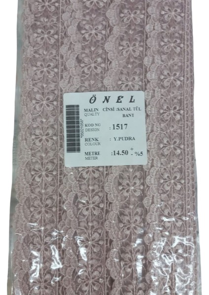 Dantel Polyester Sanal Tül Bant Y.pudra 14,50 Metre En 3 cm ON-1517-PU fiyatları