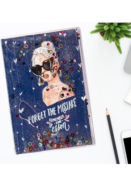 Simli ve Sulu Kapaklı Desenli A5 Defter