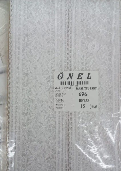 Dantel Polyester Sanal Tül Bant Beyaz 15 Metre En 6 cm ON-696-B fiyatları