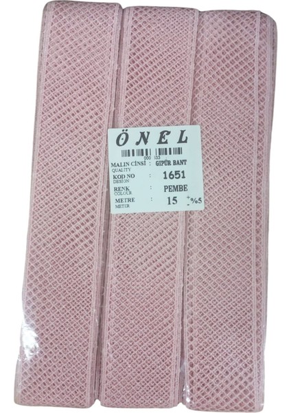 Dantel Polyester Güpür Bant Pembe 15 Metre En 3 cm ON-1651-P fiyatları
