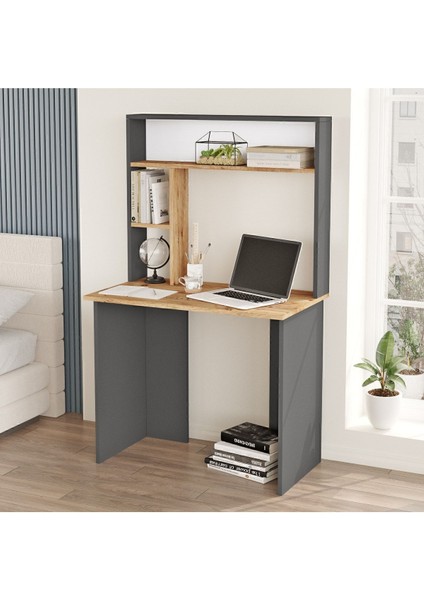 Bremen Çalışma Masası Kitaplık Raf Çam-Antrasit Br2-Aa