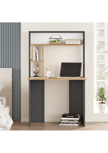 Bremen Çalışma Masası Kitaplık Raf Çam-Antrasit Br2-Aa fiyatları