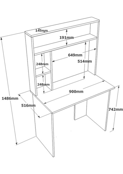 Bremen Çalışma Masası Kitaplık Raf Çam-Antrasit Br2-Aa fırsatları