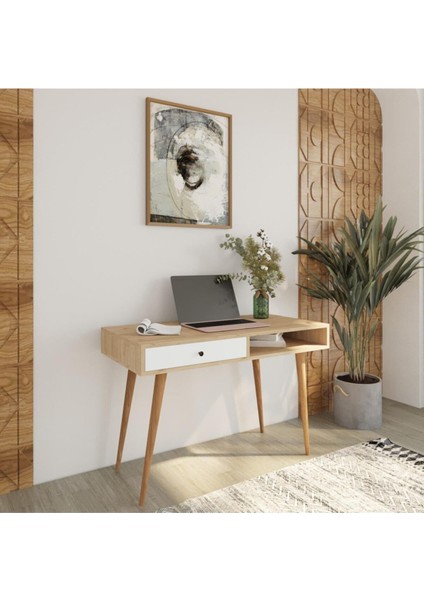 S5120 Janus Çalışma Masası Çekmeceli Sepet-Beyaz