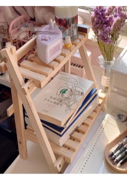 Ahşap Masa Rafı | Iki Katlı Masa Rafı | Ahşap Kitaplık | Masa Dekoru | Çalışma Masası Kitaplık indirimleri