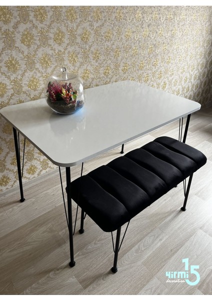 Metal Siyah Ayaklı 70X110 cm White Eclipse Çalışma Masası- Beyaz Masa -Mutfak Masası modelleri