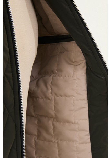 Desenli Haki Slim Fit Gömlek Yaka Kapitone Erkek Mont indirimleri