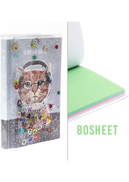 Simli ve Sulu Kapaklı Renkli Sayfalı Desenli Mini Defter fırsatları