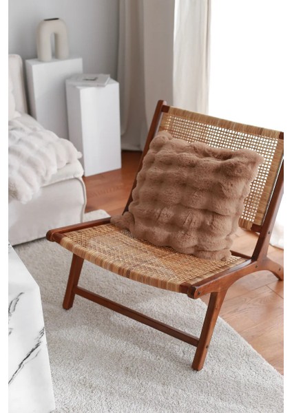 Peluş Kırlent Kılıfı Sütlü Kahve Pofuduk Çift Taraflı Pelus Yastik Bubble Pelus Kırlent Kare modelleri