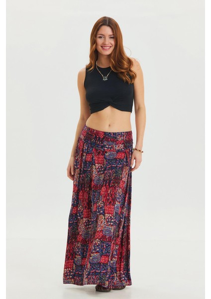 Beli Lastikli Drape Detaylı Otantik Etek
