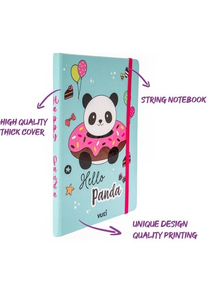 Desenli Sert Kapak Lastikli Defter A5