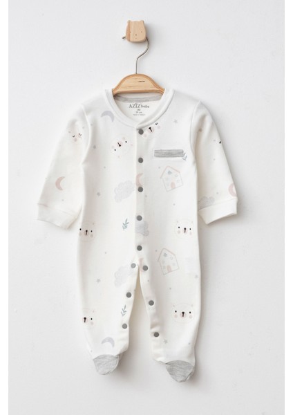 Erkek Çocuk Çıtçıtlı Desenli Patikli Tulum 0 Ay - 6 Ay