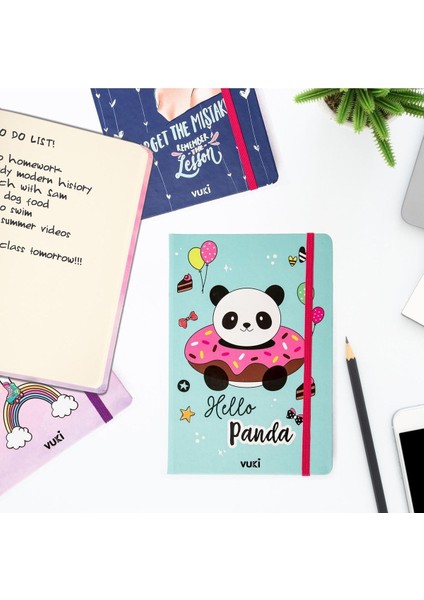 Desenli Sert Kapak Lastikli Defter A5