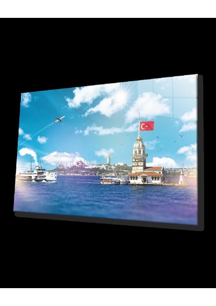 Istanbul Kız Kulesi Türk Bayrağı ve Denizcam Tablo