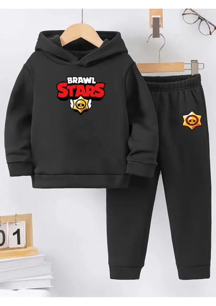 Brawl Stars Oyun Konsolu Temalı Siyah Kız Erkek Uniseks Çocuk Eşofman Takımı Beli Lastikli Rahat 5 6 7 8 9 10 11 12 Yaş