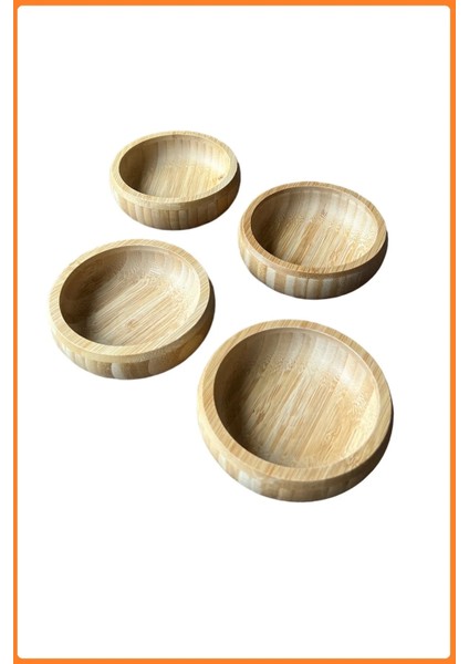 Lüks Bambu Yuvarlak Çerezlik - 9 cm | 6 Adet