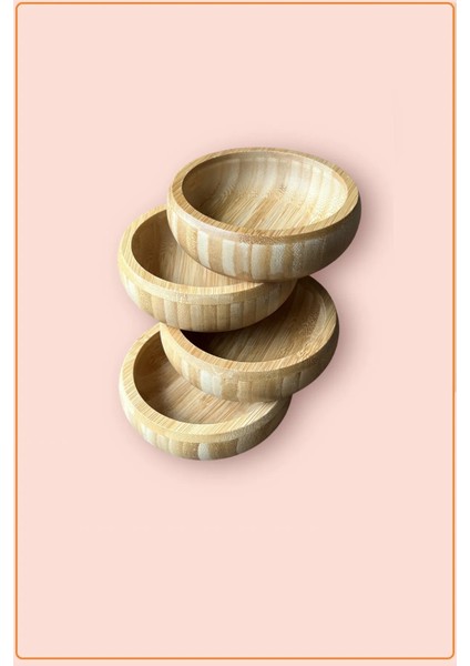 Lüks Bambu Yuvarlak Çerezlik - 9 cm | 6 Adet