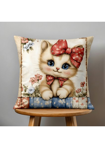 4'lü Çift Taraflı Dijital Baskı Kırlent Kılıfı - Çocuk Bebek Odası - Sevimli Hayvan Temalı fırsatları