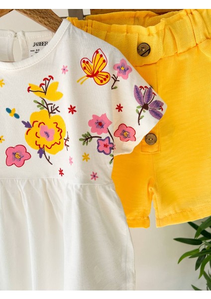 Nakış Görünümlü Çiçek Detay Şort Takım fiyatları