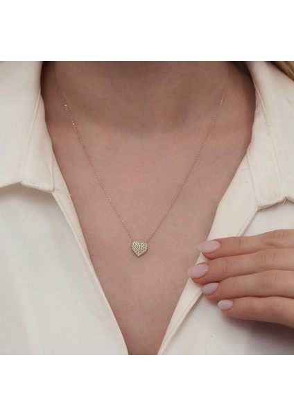 JEWEL14 Ayar Kalp Figürlü Taşlı Altın Kolye – Aşkın Zarif Hali modelleri
