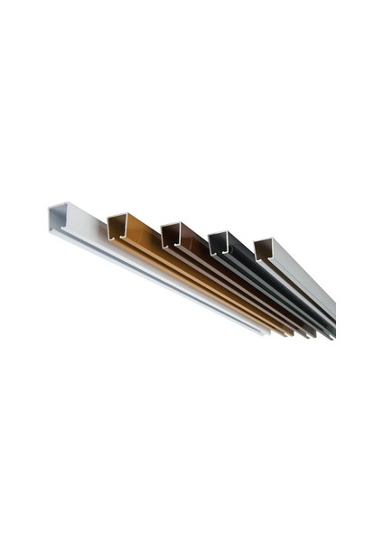 Antrasit 125 cm Ray Rustik Perde Askı Rayı Aluminyum Ray)