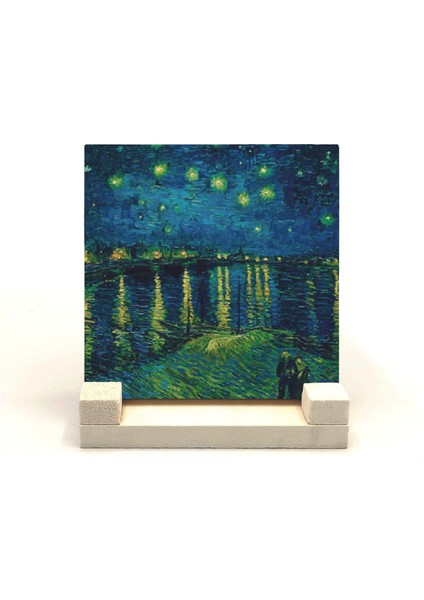 Ren Nehrinde Yıldızlı Bir Gece (Vincent Van Gogh, 1888) Baskılı Taş Masaüstlük 10X10