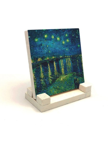 Ren Nehrinde Yıldızlı Bir Gece (Vincent Van Gogh, 1888) Baskılı Taş Masaüstlük 10X10 fiyatları