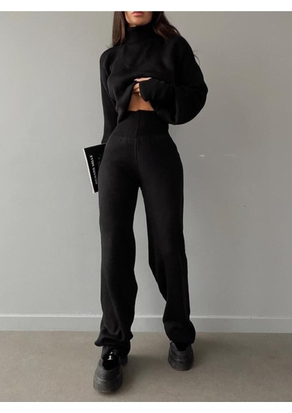 Balıkçı Yaka Parmak Geçirmeli Alt Üst Triko Takım