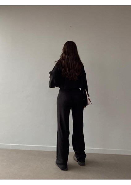 Balıkçı Yaka Parmak Geçirmeli Alt Üst Triko Takım modelleri