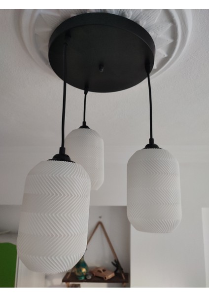 3D Design 3'lü Siyah Sarkıt Avize - 3 Başlıklı Avize Modern Bohem E27 Yatak Odası Salon Yemek Odası
